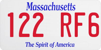 MA license plate 122RF6