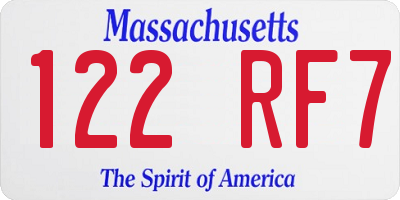 MA license plate 122RF7