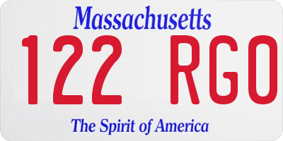 MA license plate 122RG0