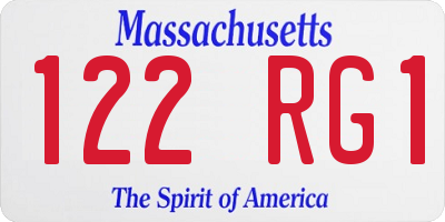 MA license plate 122RG1