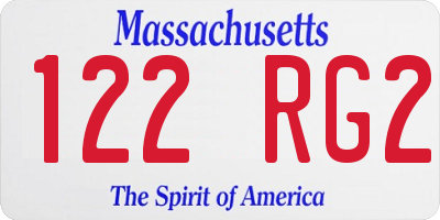 MA license plate 122RG2