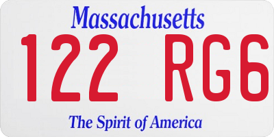 MA license plate 122RG6