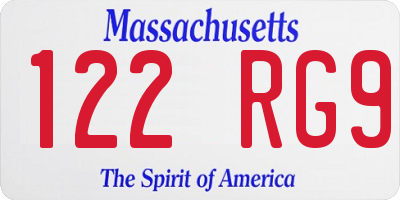 MA license plate 122RG9