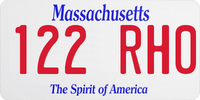 MA license plate 122RH0