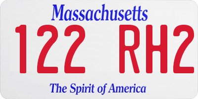 MA license plate 122RH2