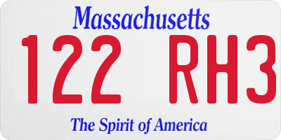 MA license plate 122RH3
