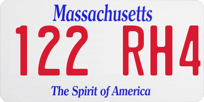 MA license plate 122RH4