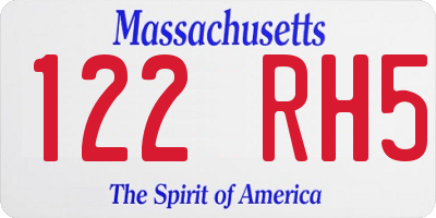 MA license plate 122RH5