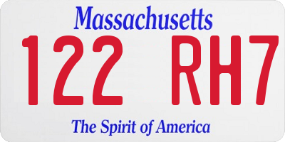 MA license plate 122RH7