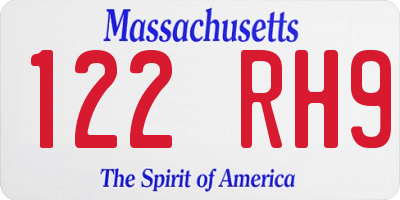 MA license plate 122RH9