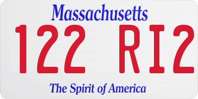 MA license plate 122RI2