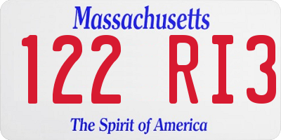 MA license plate 122RI3