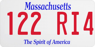 MA license plate 122RI4