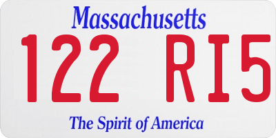 MA license plate 122RI5