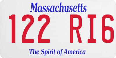 MA license plate 122RI6