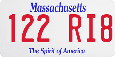 MA license plate 122RI8