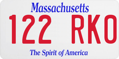 MA license plate 122RK0