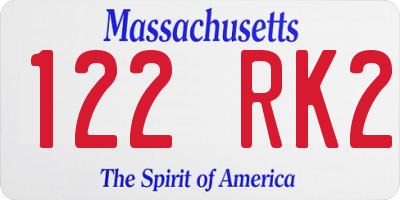 MA license plate 122RK2