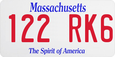 MA license plate 122RK6