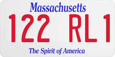 MA license plate 122RL1