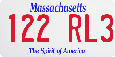 MA license plate 122RL3
