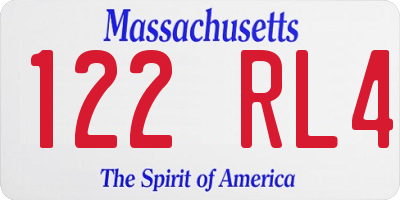 MA license plate 122RL4