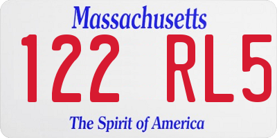 MA license plate 122RL5