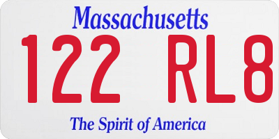 MA license plate 122RL8