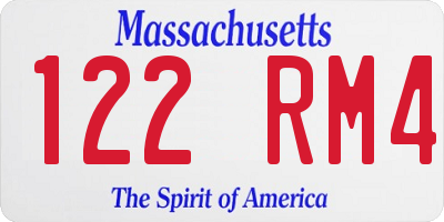 MA license plate 122RM4