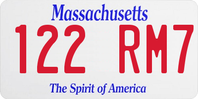 MA license plate 122RM7