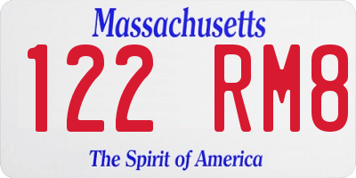 MA license plate 122RM8