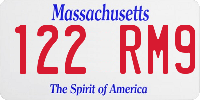 MA license plate 122RM9