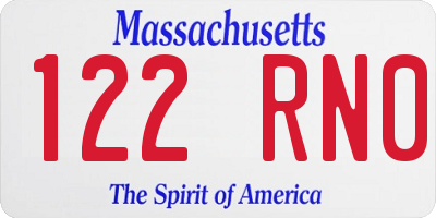 MA license plate 122RN0