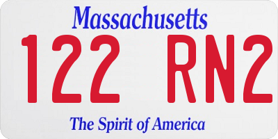 MA license plate 122RN2