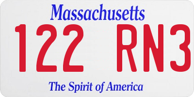 MA license plate 122RN3