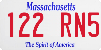 MA license plate 122RN5