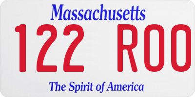 MA license plate 122RO0