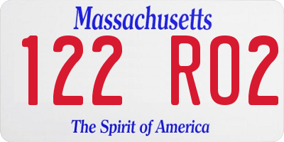MA license plate 122RO2