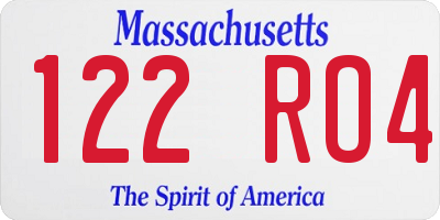 MA license plate 122RO4