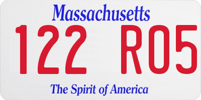 MA license plate 122RO5