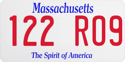 MA license plate 122RO9