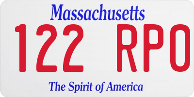 MA license plate 122RP0