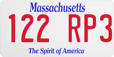 MA license plate 122RP3