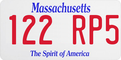 MA license plate 122RP5