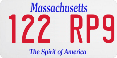 MA license plate 122RP9
