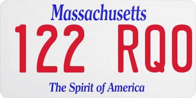 MA license plate 122RQ0