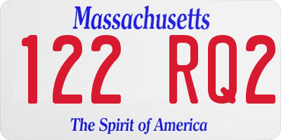 MA license plate 122RQ2
