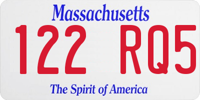 MA license plate 122RQ5