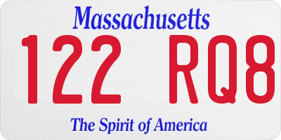 MA license plate 122RQ8