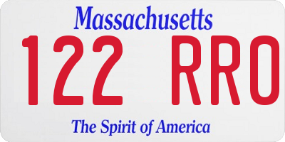MA license plate 122RR0